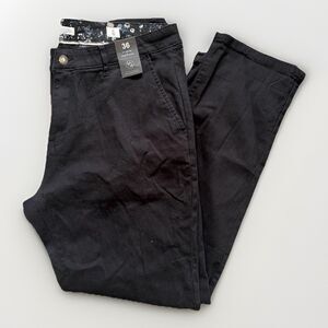 Michael Brandon Essentials Slim Fit Chino Pants Black Cotton Size 36